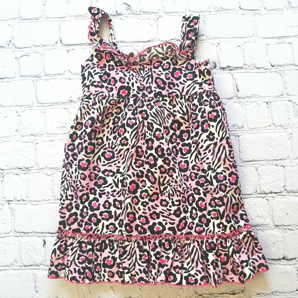 Lilybird Pink Cheetah Ruffle Sundress Sz 3t